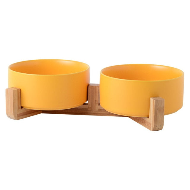 Mason Ceramic Double Dog Bowl - Yellow